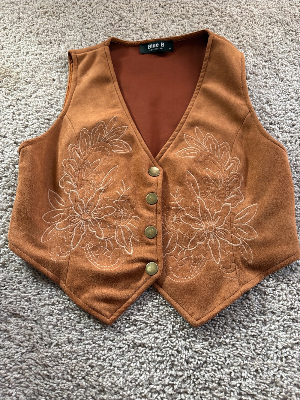 Women's Embroidered Rust Brown Vest
